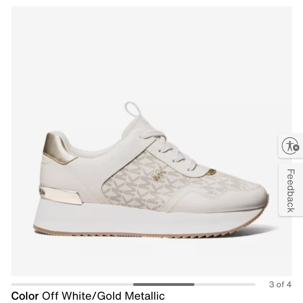 Michael Michael Kors Raina Trainer Sneaker cream gold logo - Picture 1 of 10